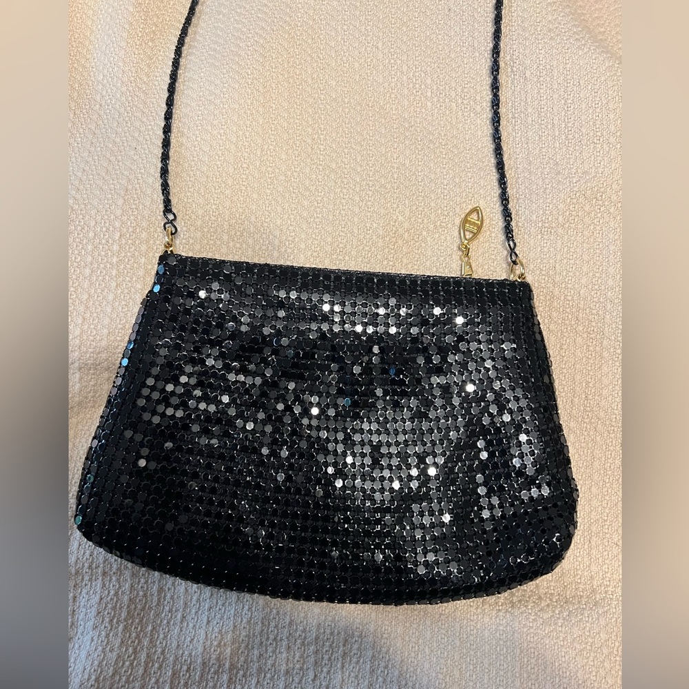 Beautiful black metallic evening shoulder bag